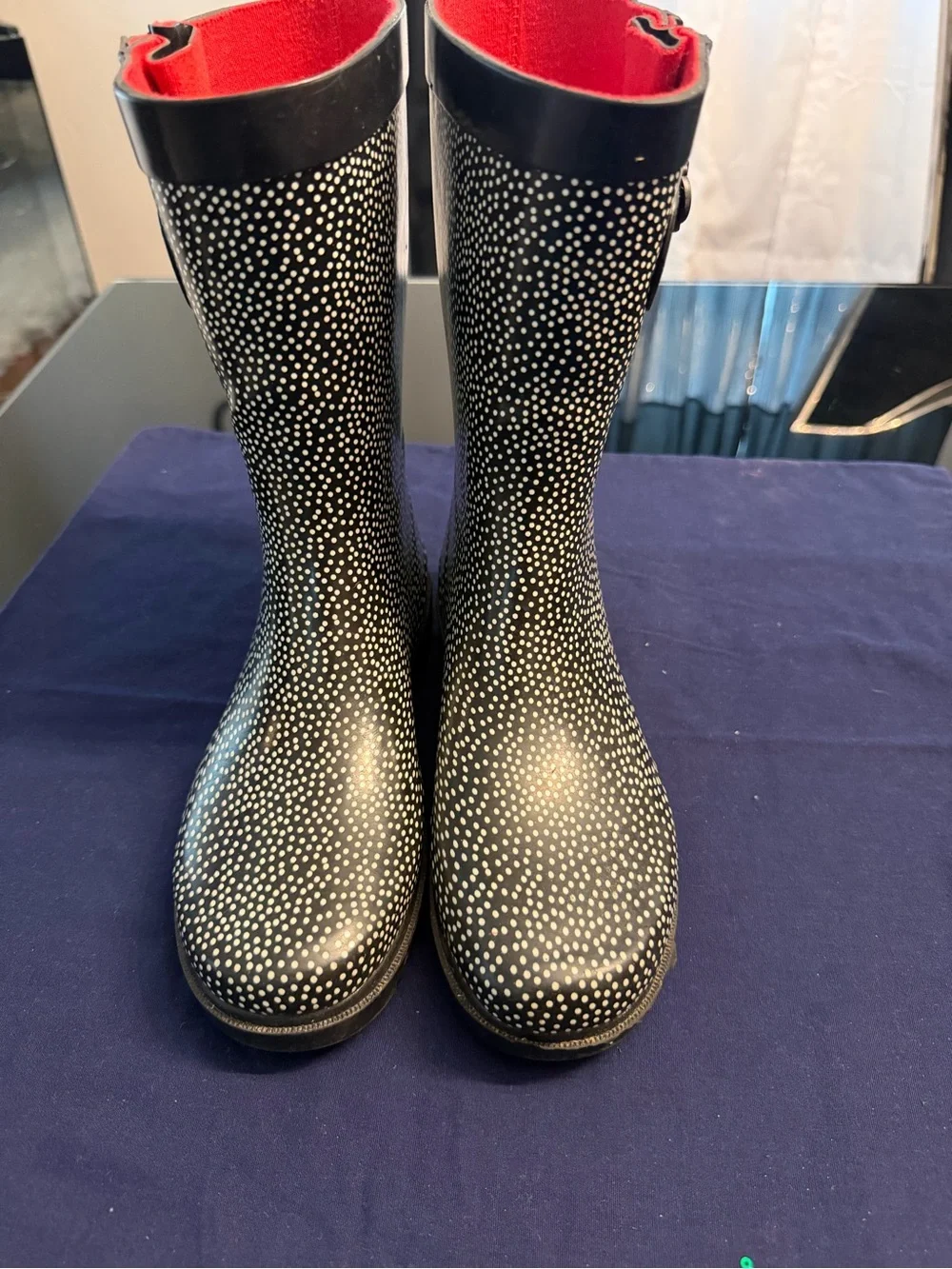 Capelli of New York Black Rain Boots with White Stitching